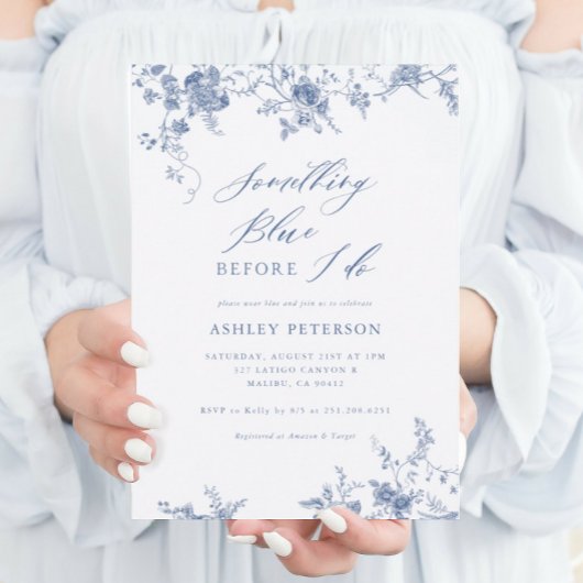 Invitation Quelque chose de bleu avant de faire Fête des mari