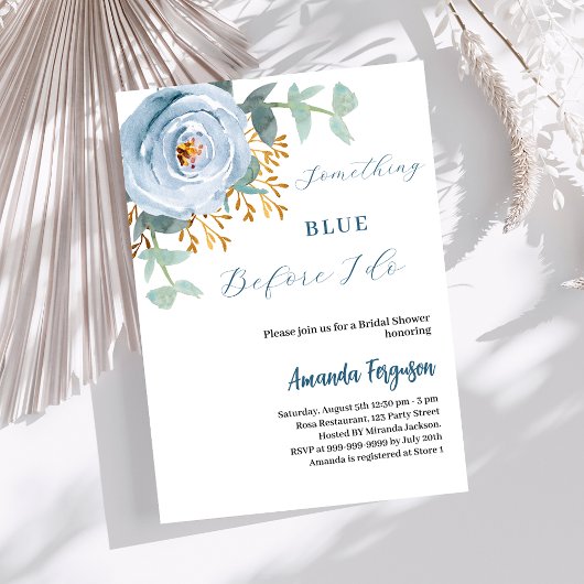 Invitation Quelque chose de bleu avant de faire Fête des mari