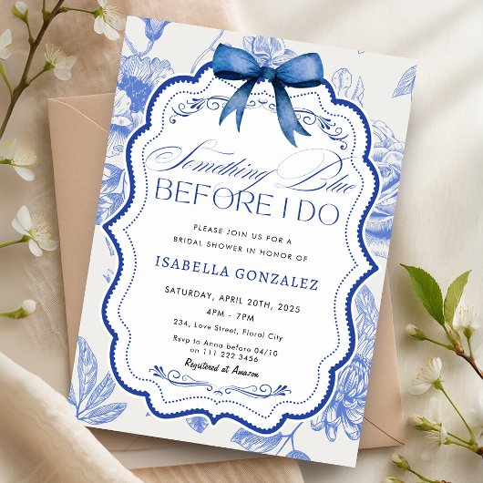 Invitation Quelque chose de bleu avant de faire Fête des mari