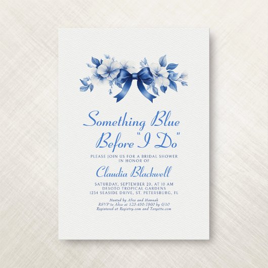 Invitation Quelque chose de bleu avant de faire Fête des mari
