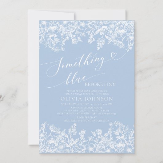 Invitation Quelque chose de bleu avant de faire Fête des mari (Devant)