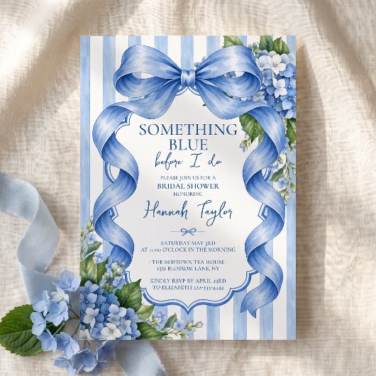 Invitation Quelque Chose de Bleu Avant de Faire Hydrangea Bab