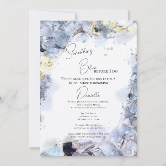 Invitation Quelque chose de bleu avant de faire Hydrangea Fêt (Devant)