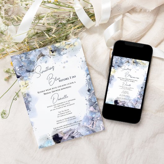 Invitation Quelque chose de bleu avant de faire Hydrangea Fêt