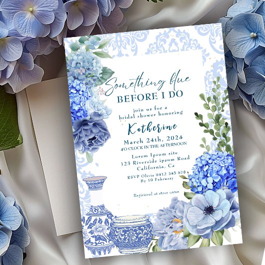 Invitation Quelque chose de bleu avant de faire hydrangea nup