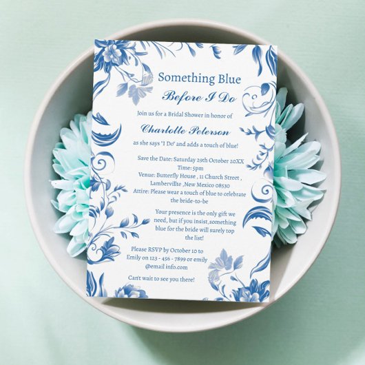 Invitation Quelque chose de bleu avant de faire la fête de do