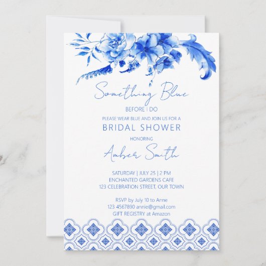 Invitation Quelque chose de bleu avant de faire nuptiale douc (Devant)