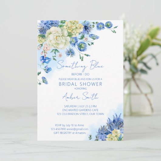 Invitation Quelque chose de bleu avant de faire nuptiale douc (Debout devant)