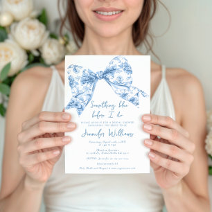Invitation Quelque chose de bleu avant de faire Toile Bow Fêt