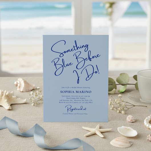 Invitation Quelque Chose de Bleu Avant Ma Douche de Mariée