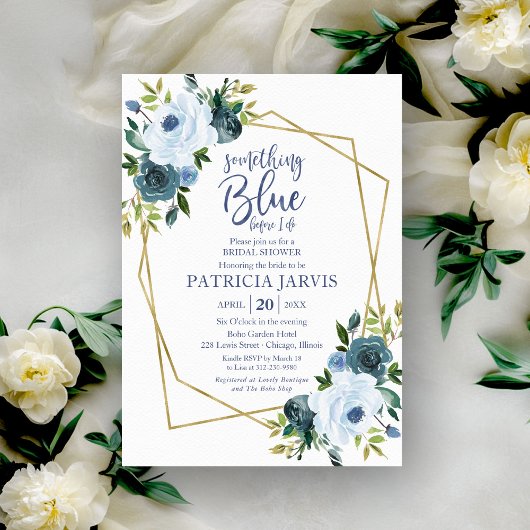 Invitation Quelque chose de bleu avant ma douche de mariée