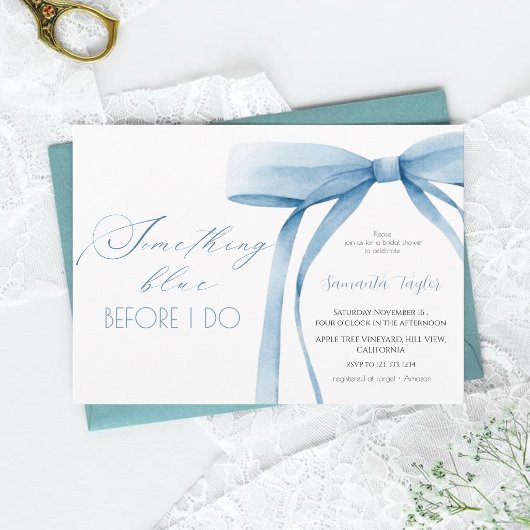 Invitation Quelque chose de bleu avant ma douche de mariée à