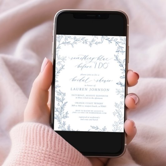 Invitation Quelque chose de bleu avant QR Fête des mariées bo