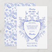 Invitation Quelque Chose De Bleu Avant Que Je Fasse Floral Cr (Devant / Derrière)