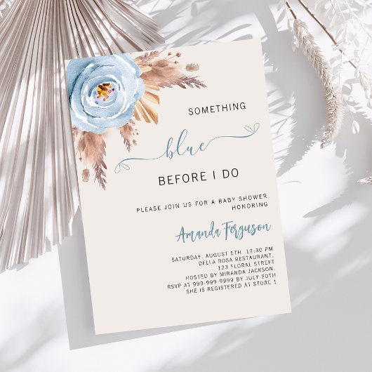 Invitation Quelque chose de bleu avant que je ne boho Douche