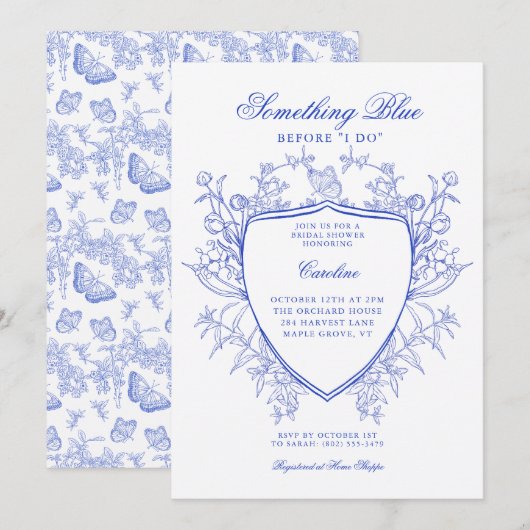 Invitation Quelque Chose De Bleu Avant Que Je Ne Fasse Élégan (Devant / Derrière)