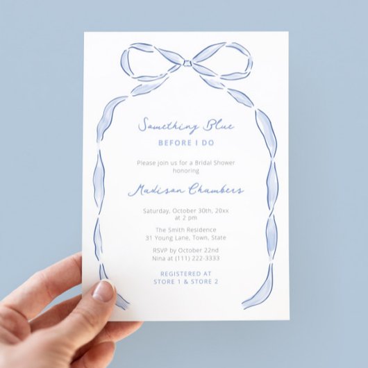 Invitation Quelque chose de bleu avant que je ne fasse Fête d