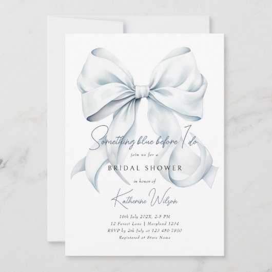 Invitation Quelque chose de bleu avant que je ne fasse Fête d (Devant)