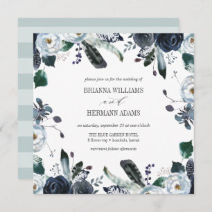 Invitation Quelque chose de bleu Boho Botanical mariage