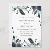 Invitation Quelque chose de bleu | Boho Chic Botanical mariag (Devant)