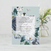 Invitation Quelque chose de bleu Boho Chic mariage de fleurs (Debout devant)