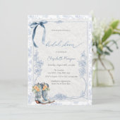 Invitation Quelque Chose de Bleu Bow Bottes de Cowboy Florale (Debout devant)