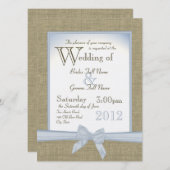 Invitation Quelque chose de bleu Burlap et de Mariage campagn (Devant / Derrière)