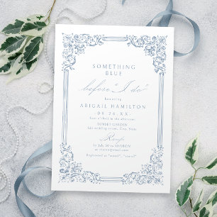 Invitation Quelque chose de bleu Cadre vintage Élégant Shower