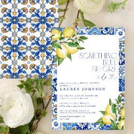 Invitation Quelque chose de bleu citron carrelage marocain Fê