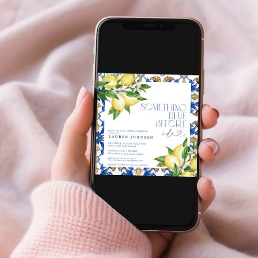 Invitation Quelque chose de bleu citron marocain QR Fête des 