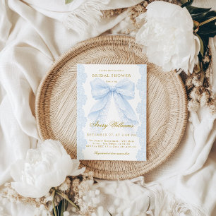 Invitation Quelque chose de bleu design ruban en dentelle élé