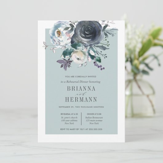 Invitation Quelque chose de bleu | Dîner de répétition du Mar (Debout devant)