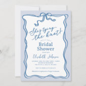 Invitation Quelque chose de bleu Elle noue la Fête des mariée (Devant)