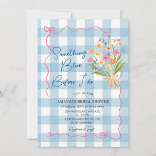 Invitation Quelque Chose de Bleu en Vichy Avant de Faire un M