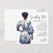 Invitation Quelque chose de bleu Fête des mariées afro-améric (Devant / Derrière)