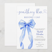 Invitation Quelque chose de bleu Fête des mariées Bow (Devant / Derrière)