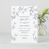 Invitation Quelque chose de bleu Floral Fête des mariées bleu (Debout devant)