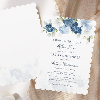 Invitation Quelque chose de bleu Floral Fête des mariées élég