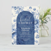 Invitation Quelque chose de bleu Floral Fête des mariées Toil (Debout devant)