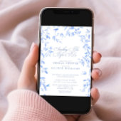 Invitation Quelque Chose de Bleu Floral Script Fête de Mariée