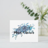 Invitation Quelque chose de bleu floral serez-vous ma servant (Debout devant)