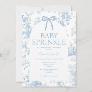 Invitation Quelque chose de bleu floral toile vintage bébé sp