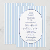 Invitation Quelque Chose de Bleu Gâteau Dessiné à la Main Ray (Devant / Derrière)