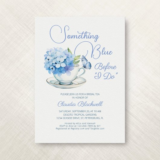 Invitation Quelque Chose de Bleu Hydrangea Bridal Tea Shower