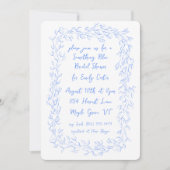Invitation Quelque chose de bleu main dessiné cadre botanique (Devant)