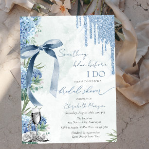 Invitation Quelque chose de bleu : Nœud pailleté gouttes perl