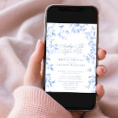 Invitation Quelque chose de bleu QR Code Floral Script Fête d