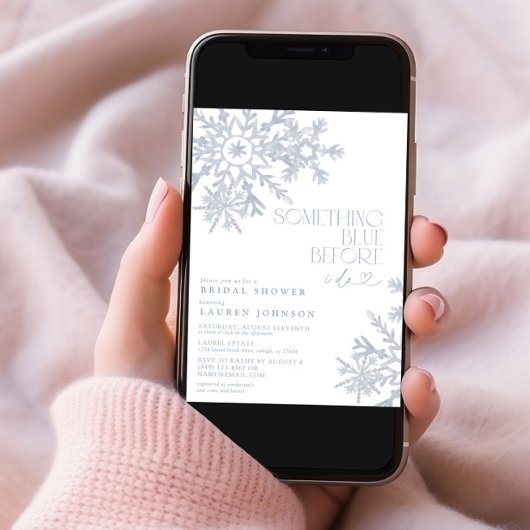 Invitation Quelque chose de bleu QR Snowflake Hiver Fête des 