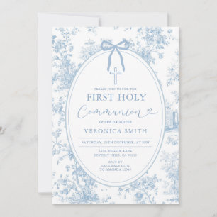 Invitation Quelque chose de bleu toile vintage première commu