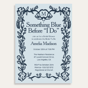 Invitation Quelque chose de bleu vintage floral Baby Shower